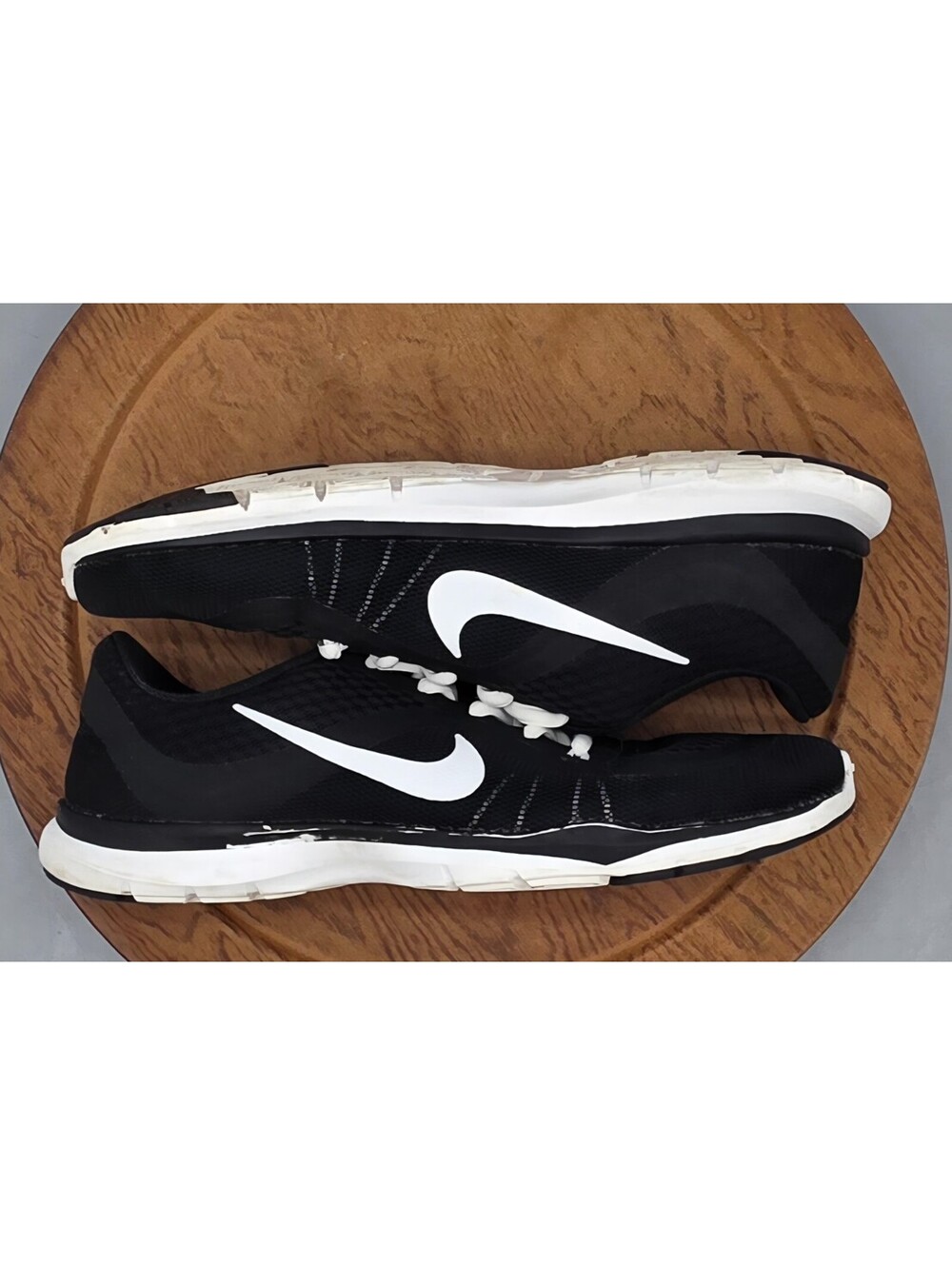 🔥NIKE Flex Trainer 6 Model Womens Low Top Art 831217-001 Black & White Size 8.5